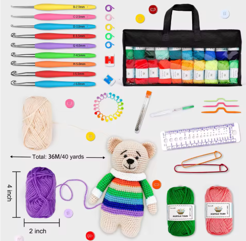 Ensemble de laine douce 20 couleurs avec crochets pour crochet et tricot DIY - View 2