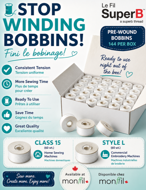 Class 15, Pre wound bobbins, White, Polyester, 60 wt., SuperB, Box of 144 - View 6